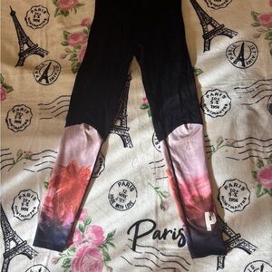 PINK Victoria's Secret Black Leggings with Pink Floral Gradient